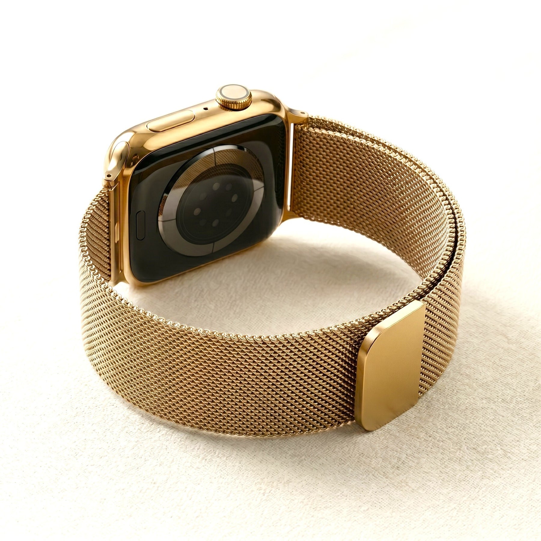 Correa elástica de lujo de acero dorado para Apple Watch