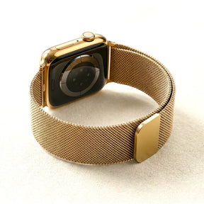 Correa elástica de lujo de acero dorado para Apple Watch