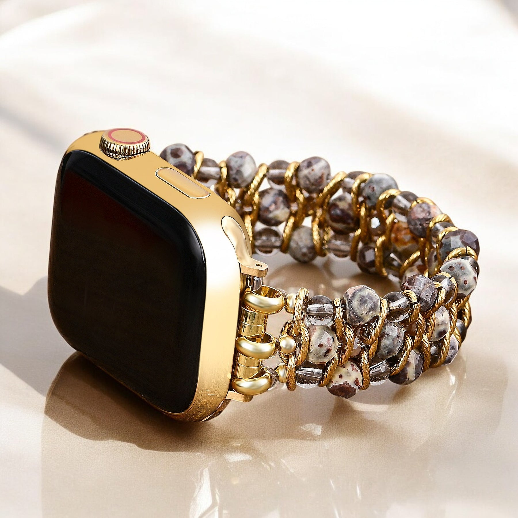 Correa de Apple Watch trenzada elástica de jade exuberante