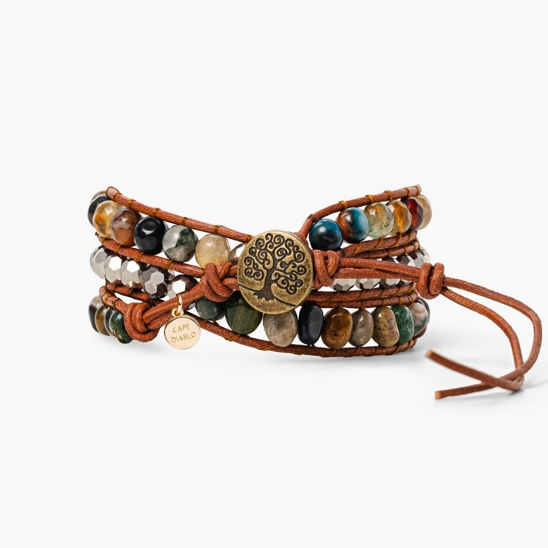 Pulsera envolvente artesanal de ágata india