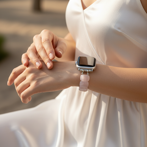 Correa elástica de cuarzo rosa suave para Apple Watch