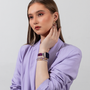 Correa elástica de ágata aura amatista para Apple Watch