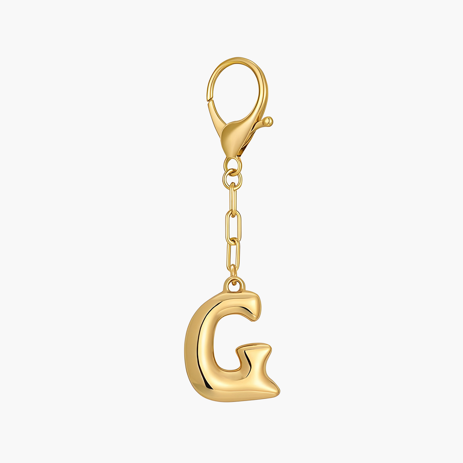Llavero de letra inicial burbuja y charm para bolso