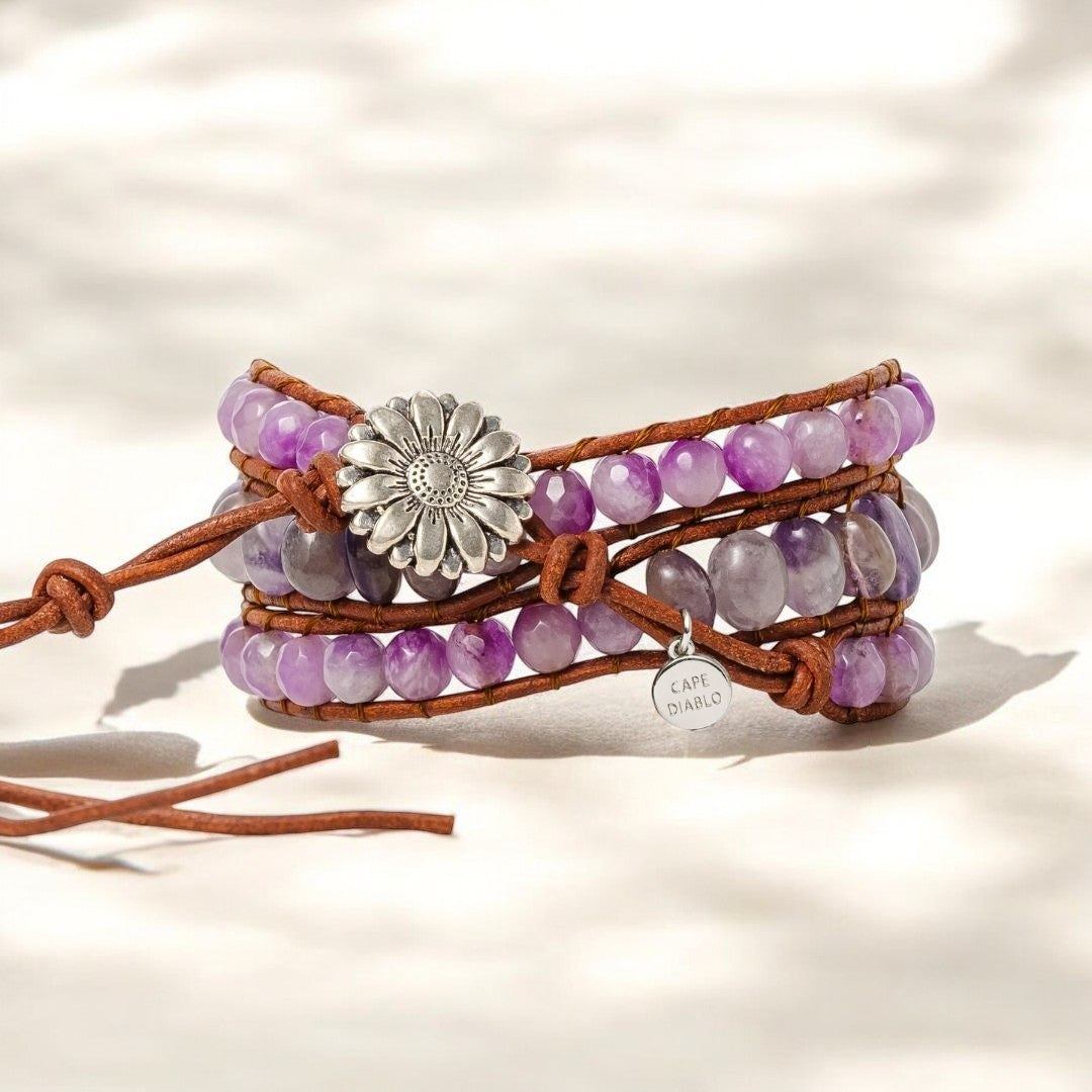 Pulsera artesanal envolvente Amatista Mística