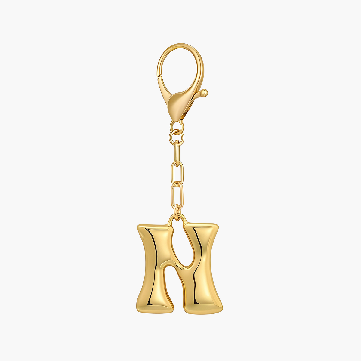 Llavero de letra inicial burbuja y charm para bolso