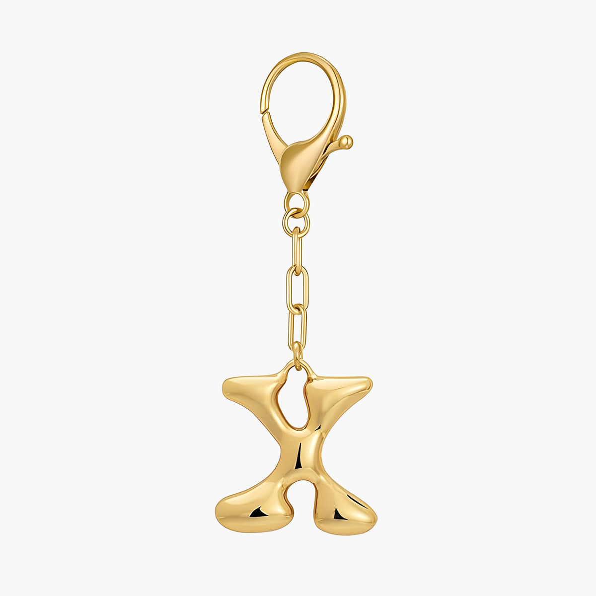 Llavero de letra inicial burbuja y charm para bolso