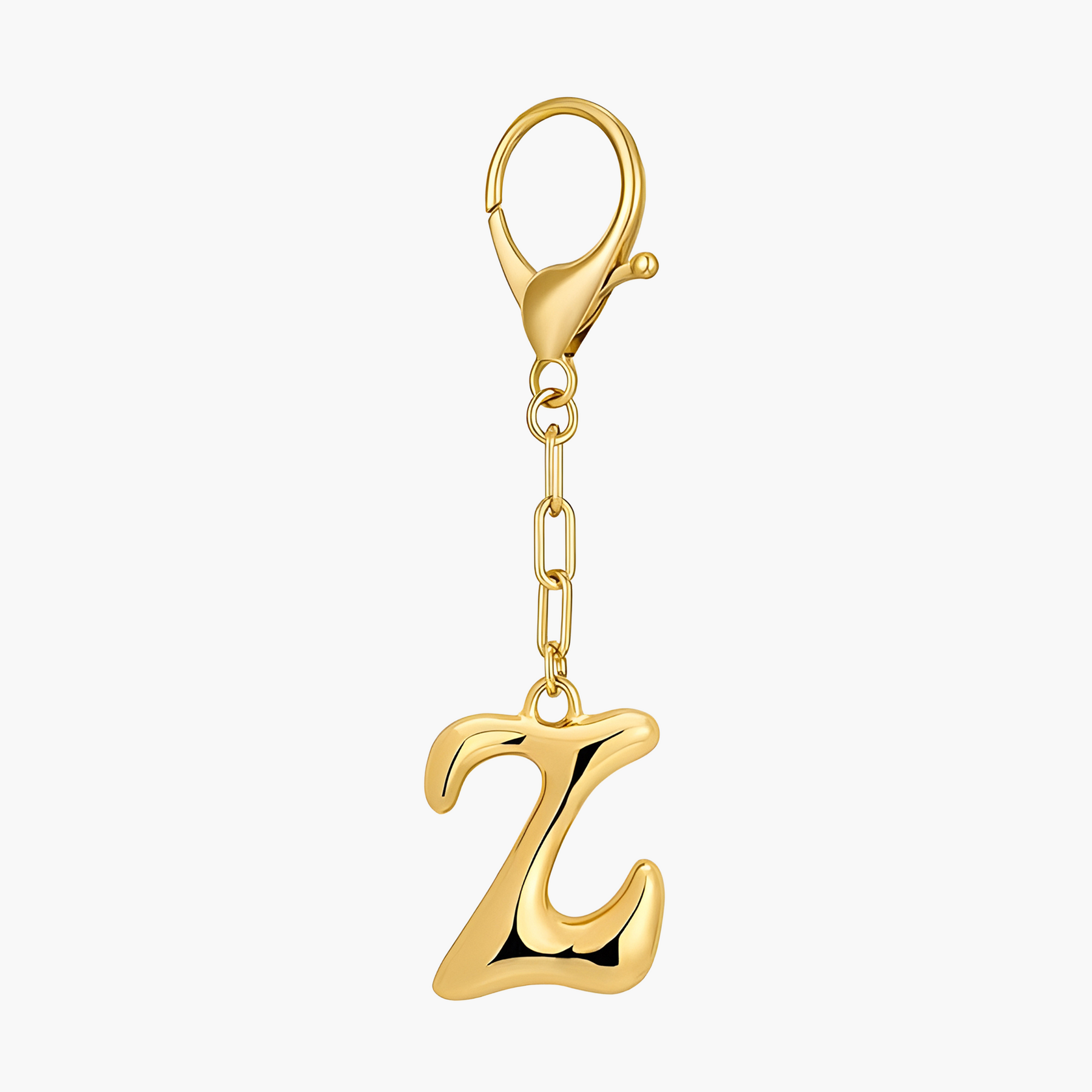 Llavero de letra inicial burbuja y charm para bolso