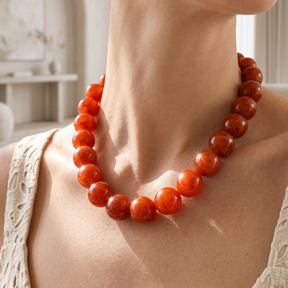 Collar grueso de cuentas rojas