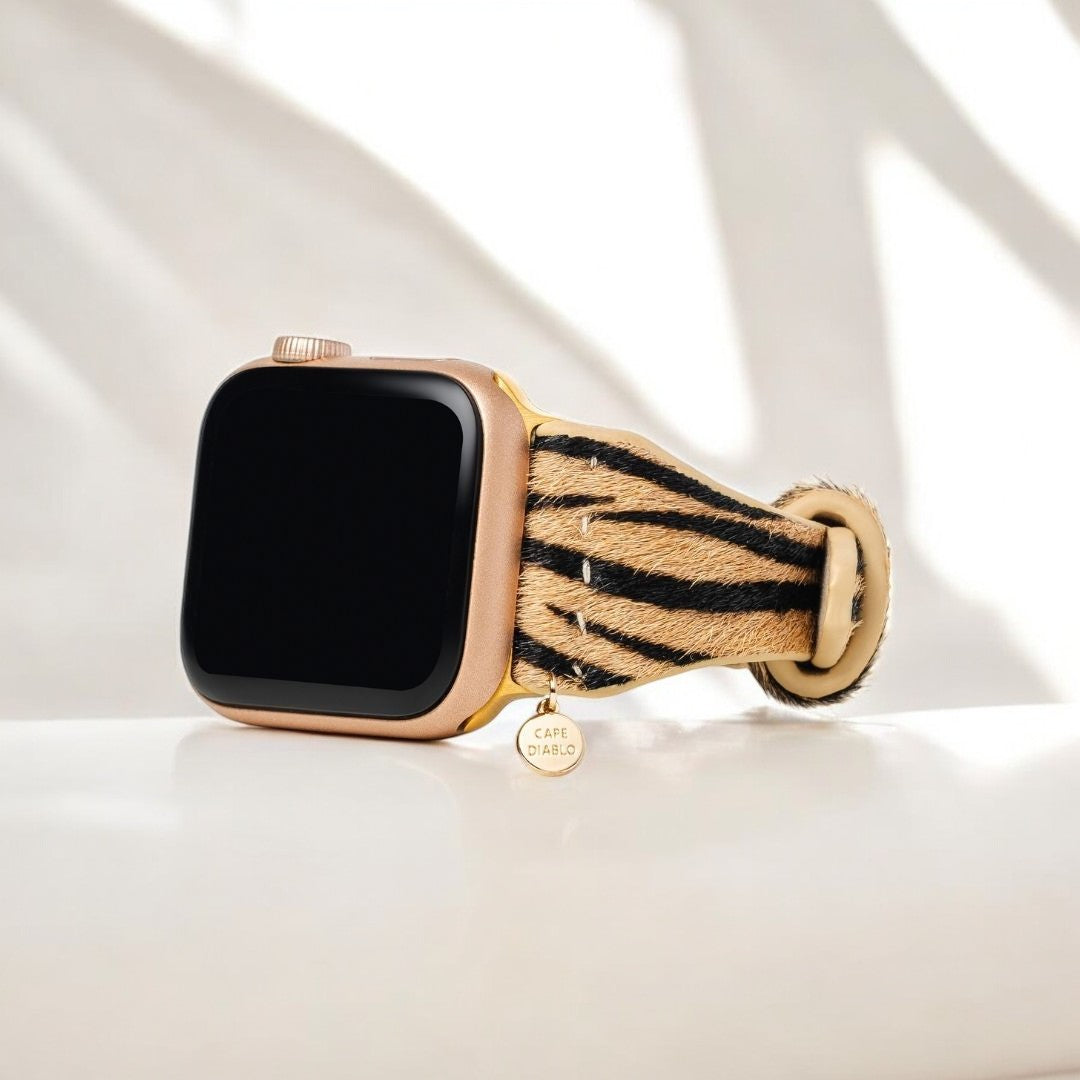 Correa de cuero con rayas elegantes para Apple Watch