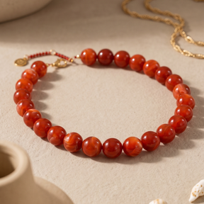 Collar grueso de cuentas rojas