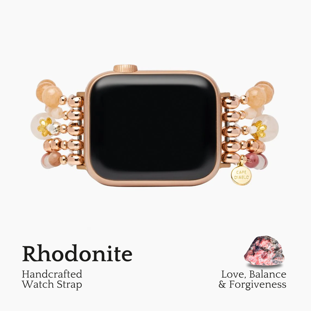 Correa elástica Apple Watch con rosa burdeos