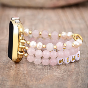 Mompreneur Rose Quartz Stretch Apple Watch Strap