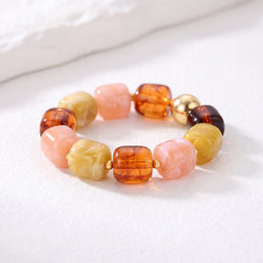 Pulsera gruesa de cuentas mixtas en tonos otoñales y ember