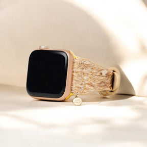 Correa de cuero en tonos de madera flotante para Apple Watch
