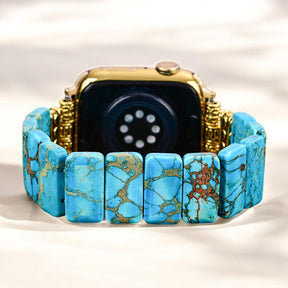 Correa elástica de jaspe tibetano turquesa para Apple Watch