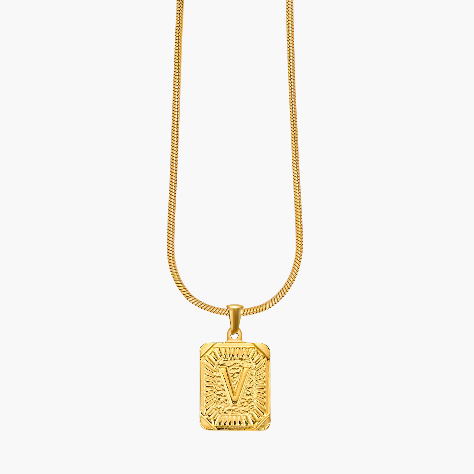 Collar con inicial de burbuja con brillo dorado