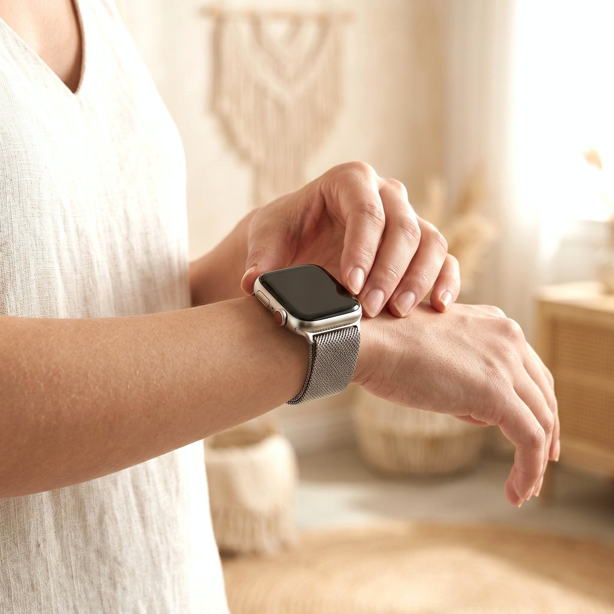 Correa de lujo para Apple Watch de acero platino