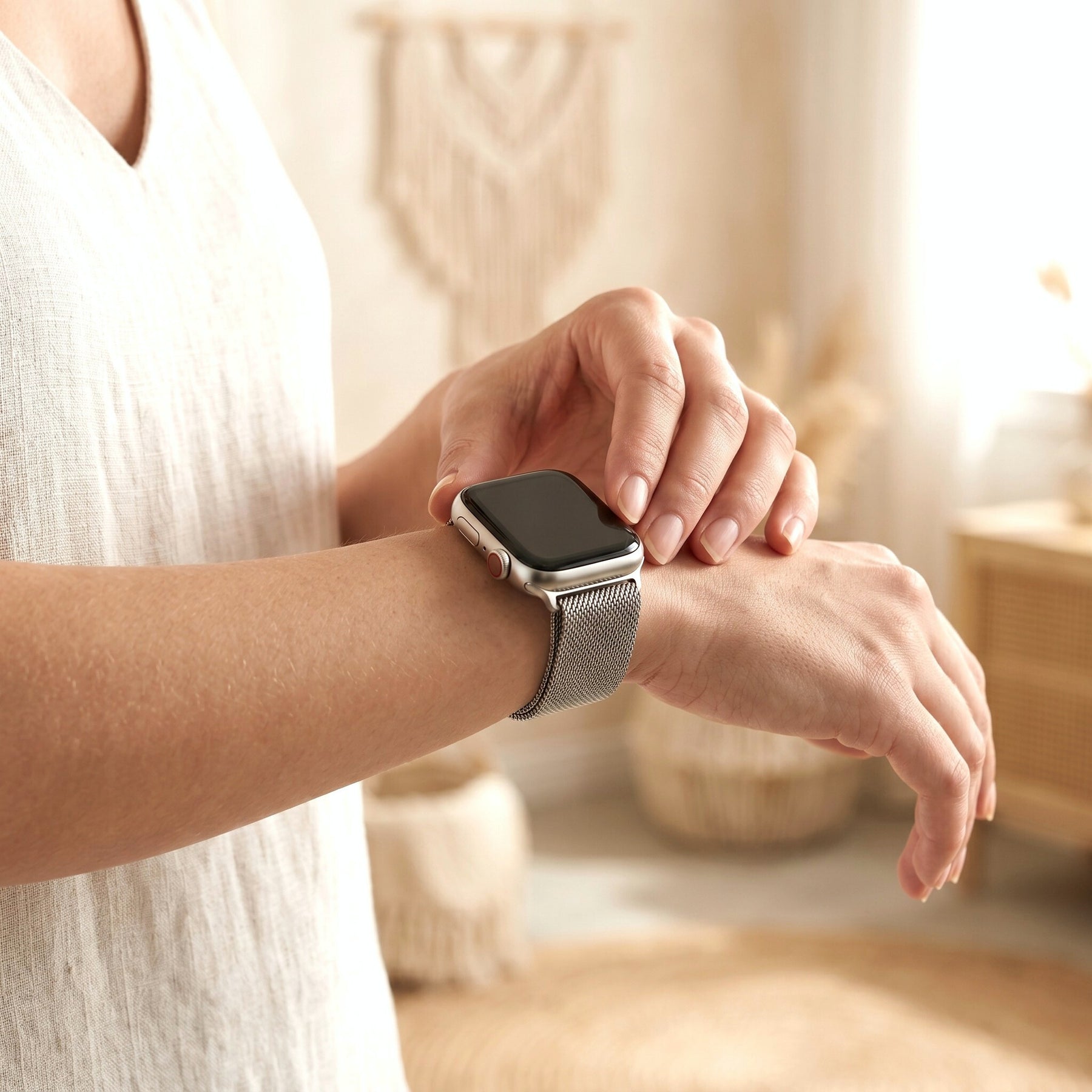 Correa de lujo para Apple Watch de acero platino