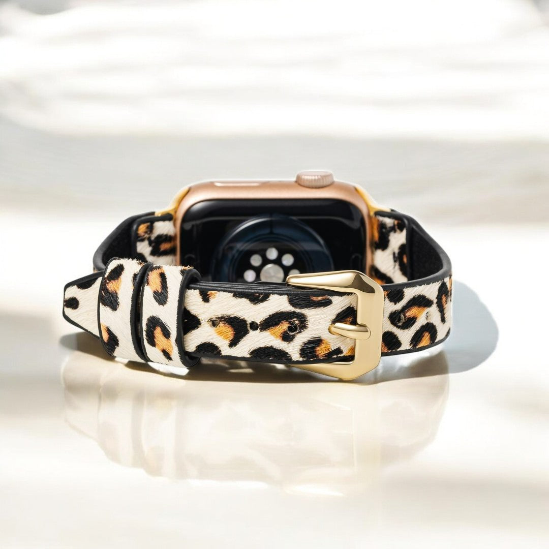 Correa de reloj de cuero Apple felino marfil