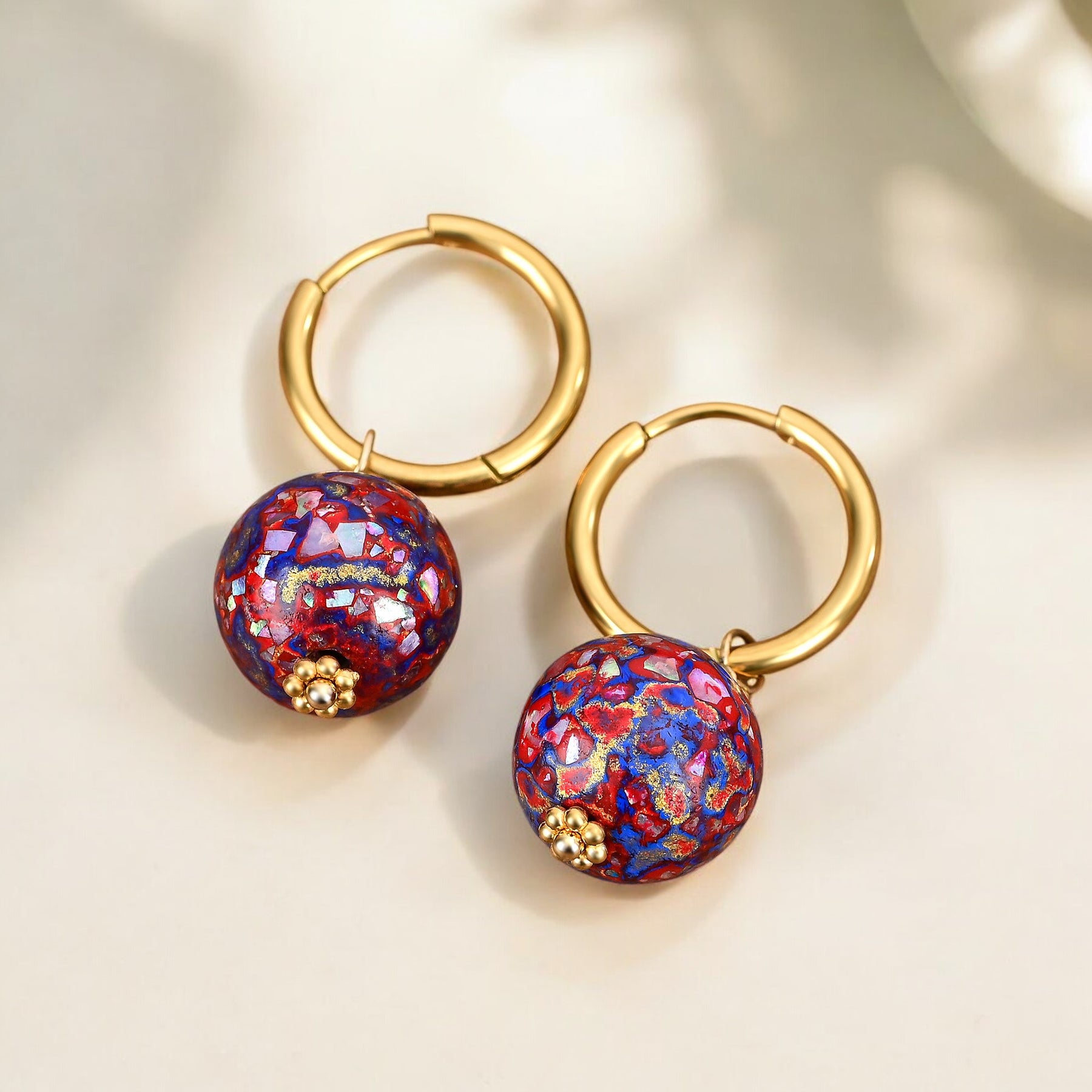 Pendientes de aro con orbe moteado Amethyst Aurora