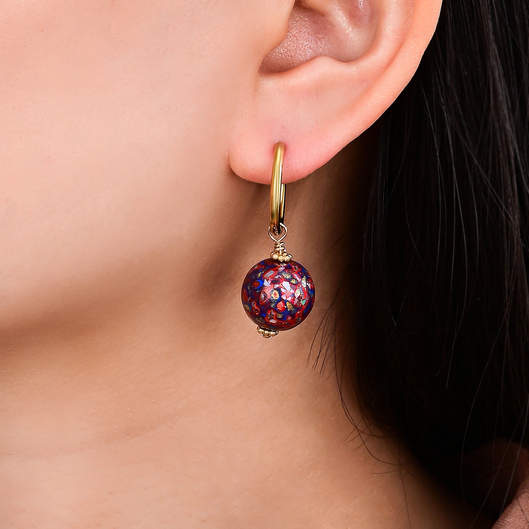 Pendientes de aro con orbe moteado Amethyst Aurora