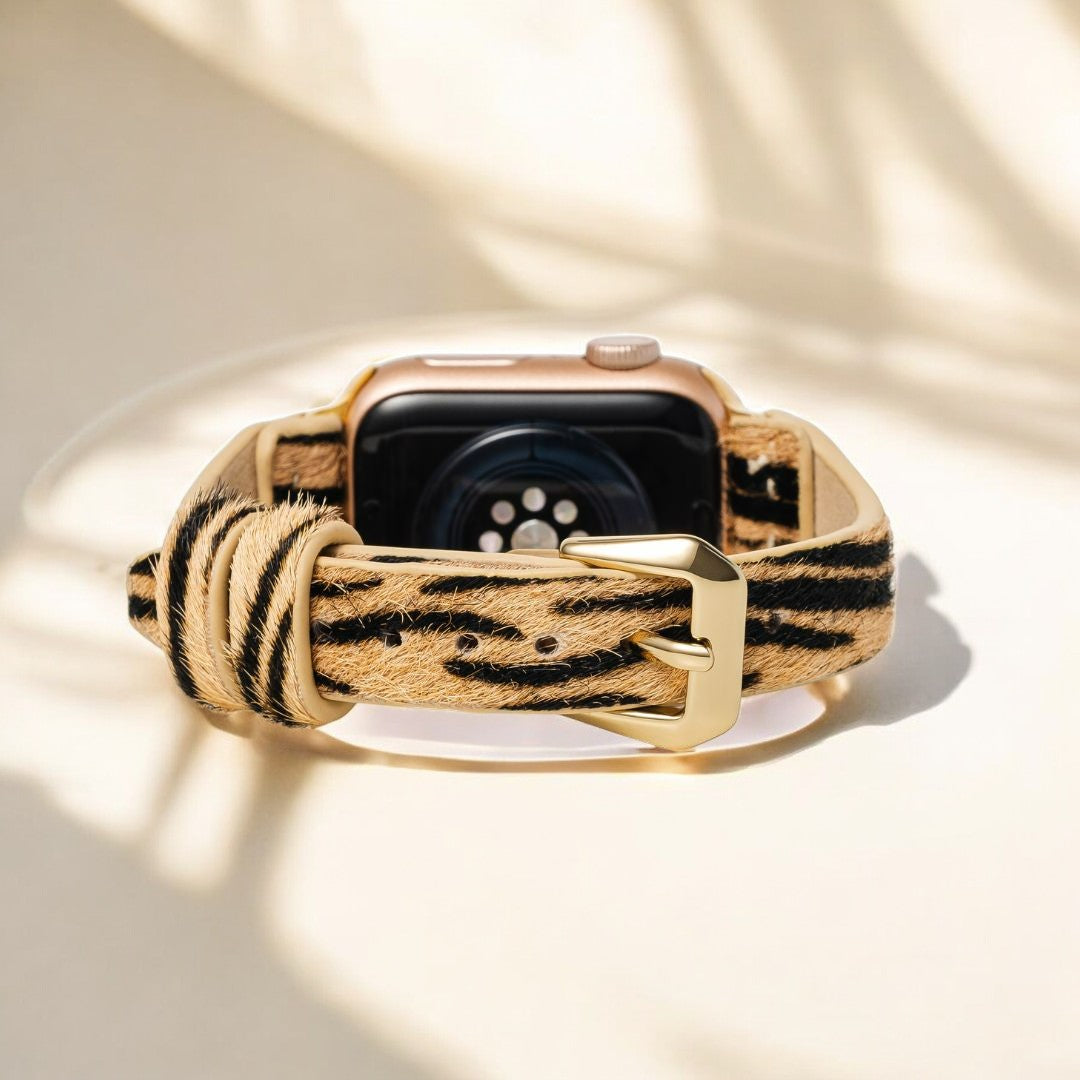 Correa elegante para Apple Watch de cuero a rayas