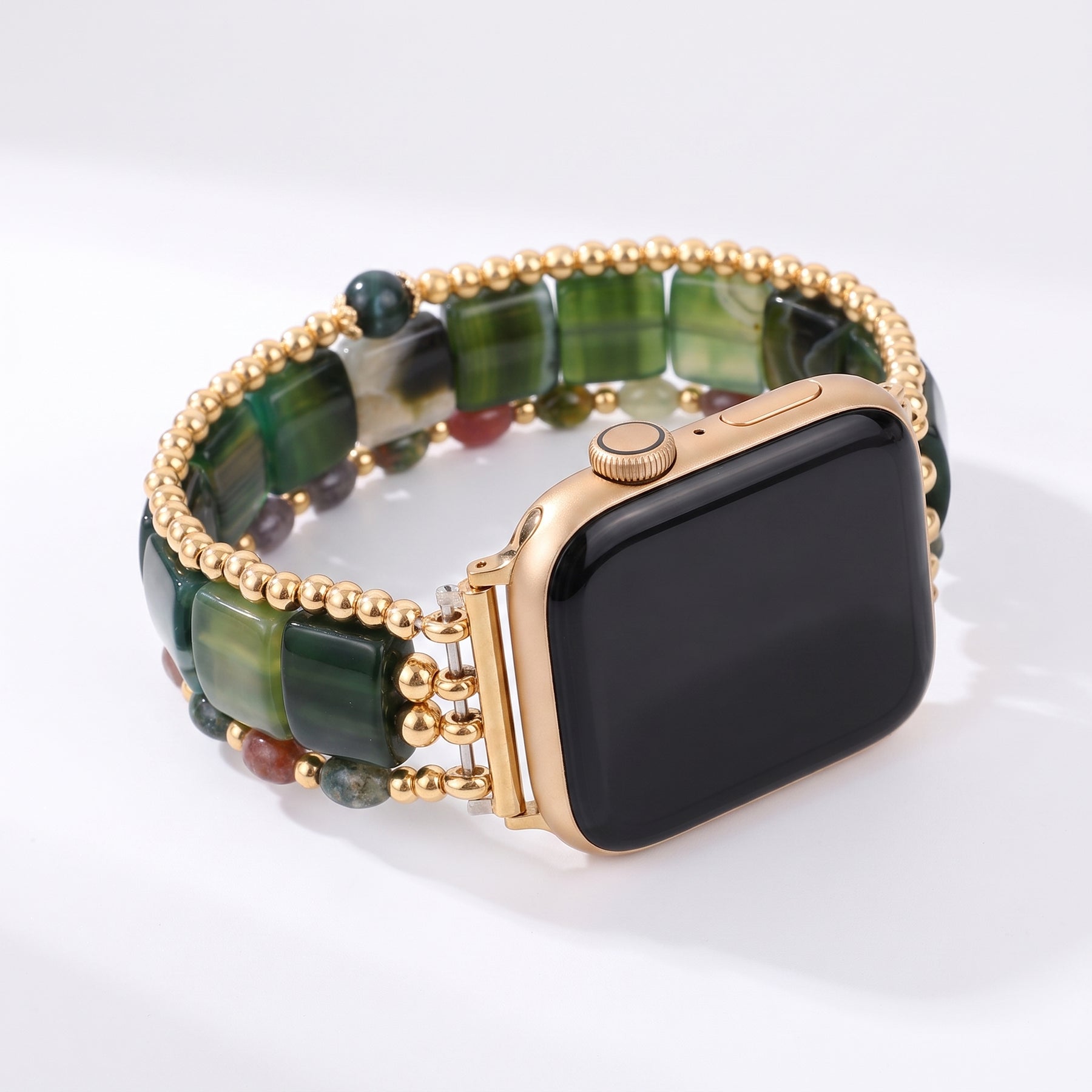 Correa elástica para Apple Watch de ágata Hora Dorada, plateada