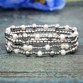 Conjunto de pulseras de perlas brillantes