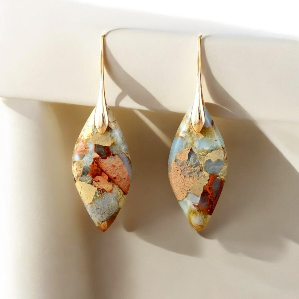 Pendientes Terra Hues Leaves Jasper