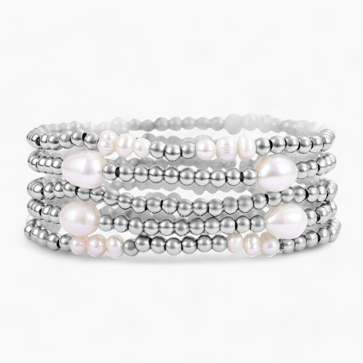 Conjunto de pulseras de perlas y plata