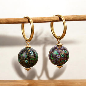 Pendientes de aro con orbe moteado Emerald Eclipse