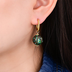 Pendientes de aro con orbe moteado Emerald Eclipse