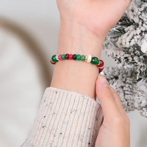Pulsera de perlas con brillo navideño
