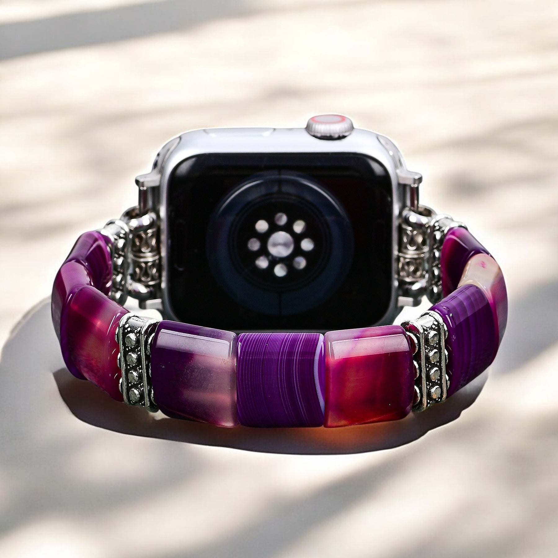 Correa elástica de ágata aura amatista para Apple Watch