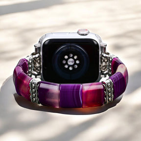 Correa elástica de ágata aura amatista para Apple Watch
