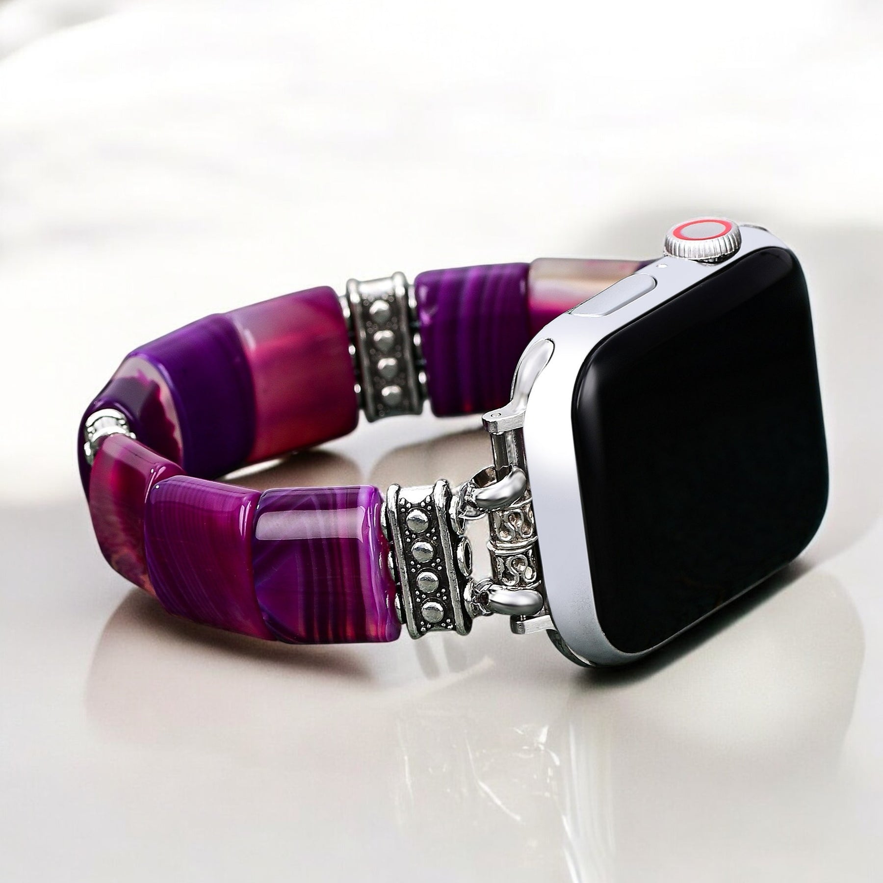 Correa elástica de ágata aura amatista para Apple Watch