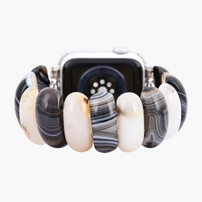 Correa de Apple Watch de Ágata Helada Obsidiana