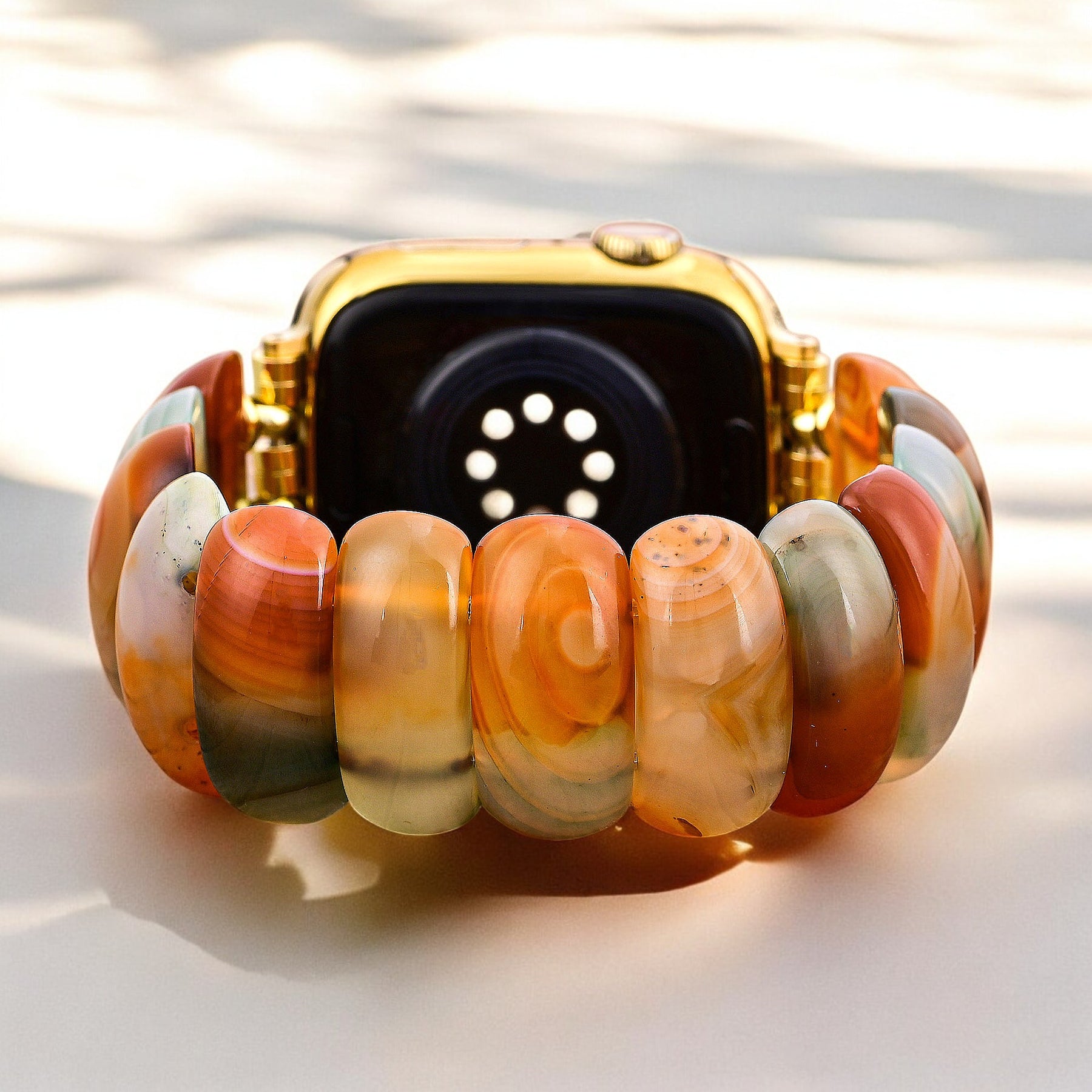 Correa de Apple Watch de Ágata Dorada al Atardecer