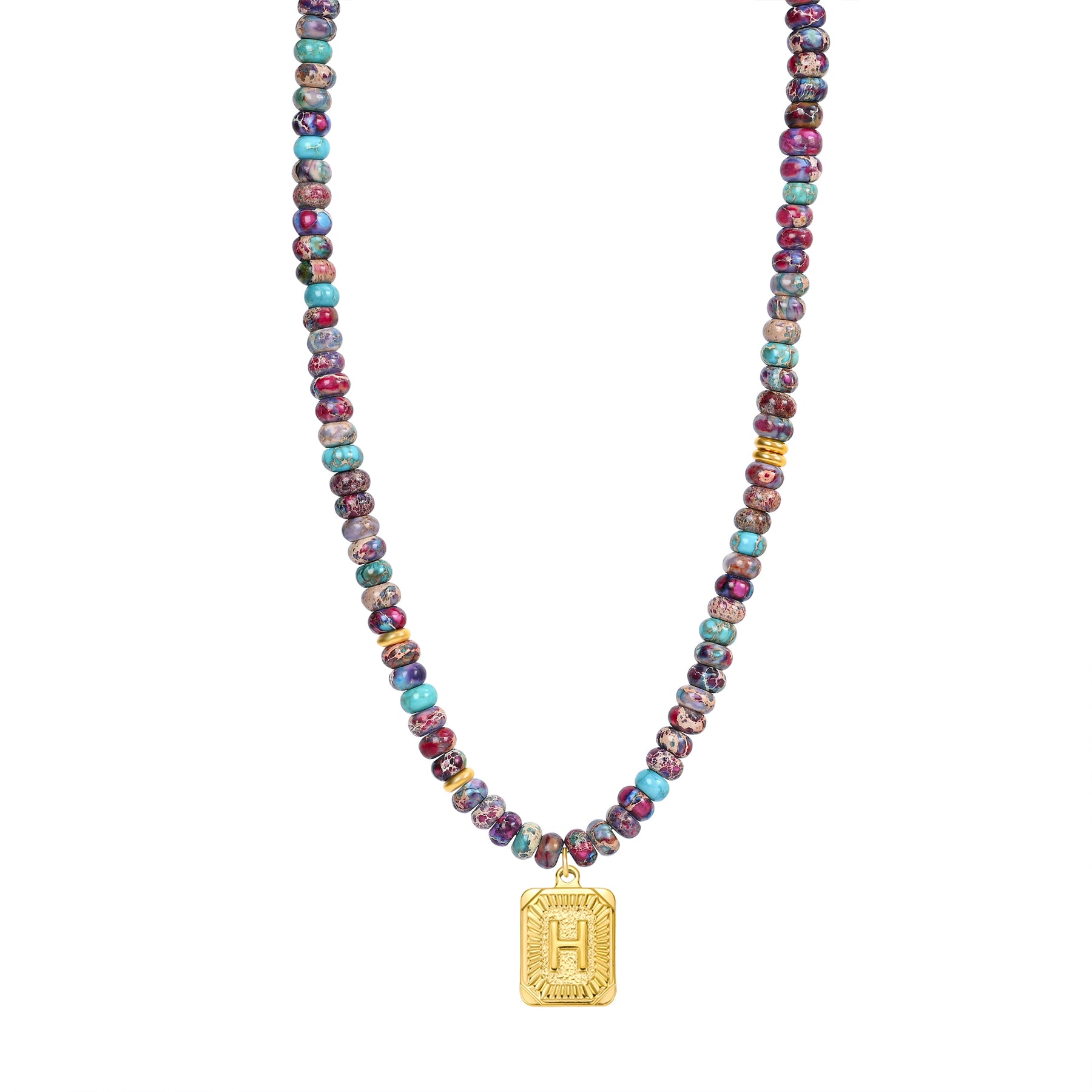 Collar de burbujas con inicial de gema vibrante