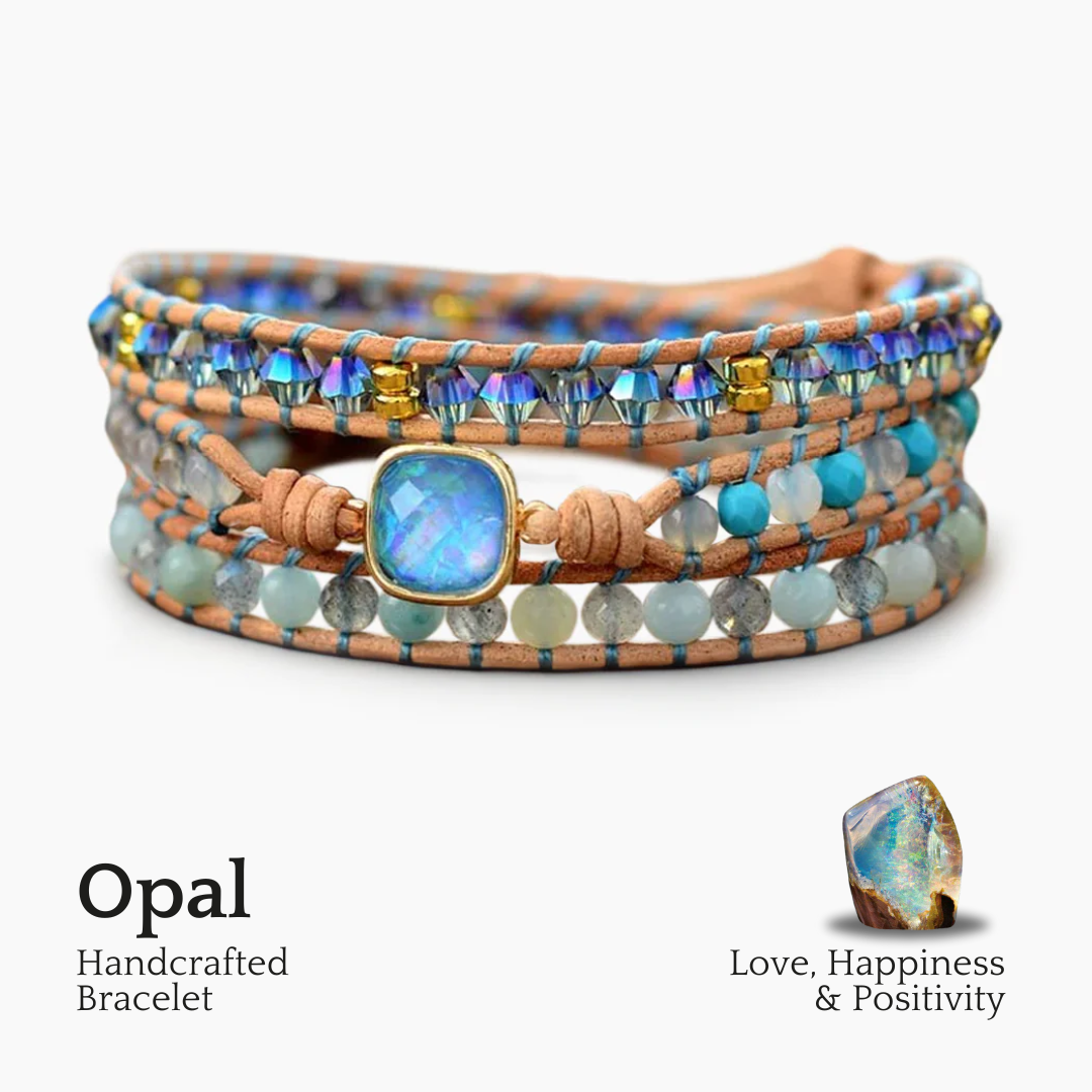 Pulsera envolvente de sanación con ópalo cuadrado