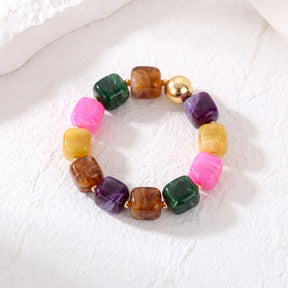 Pulsera gruesa de cuentas mixtas Golden Tropics