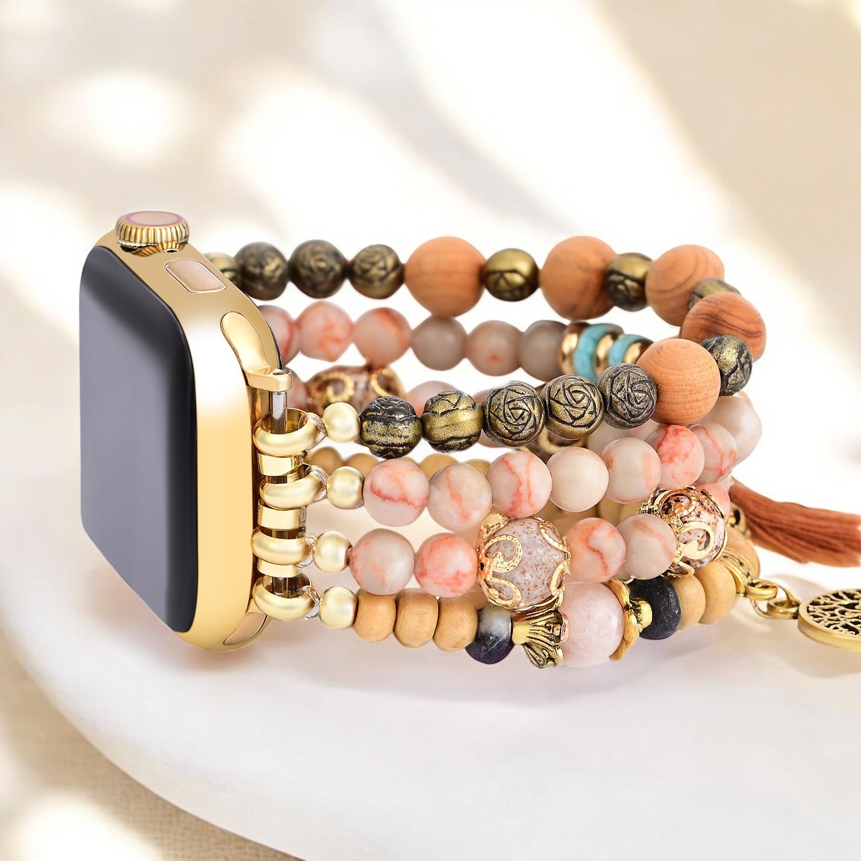 Correa elástica para reloj Golden Tree of Life Jasper