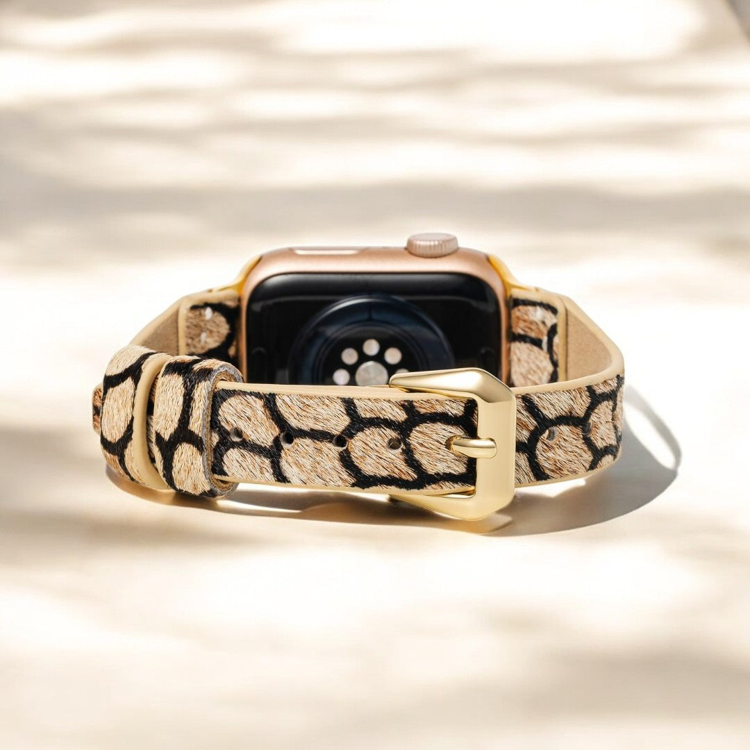 Correa de cuero Apple Watch con escamas de medianoche
