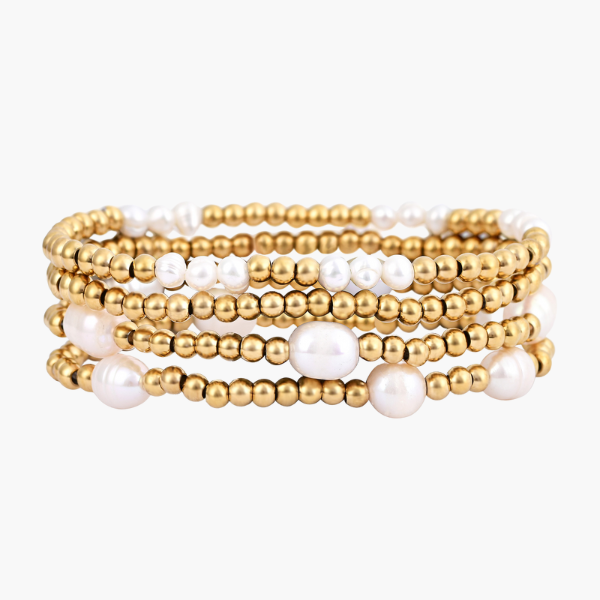 Conjunto de pulseras de oro y perlas