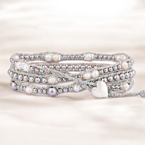 Pulsera envolvente de protección con perla brillante