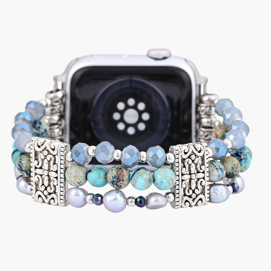 Correa artesanal de jaspe nómada elástica para Apple Watch