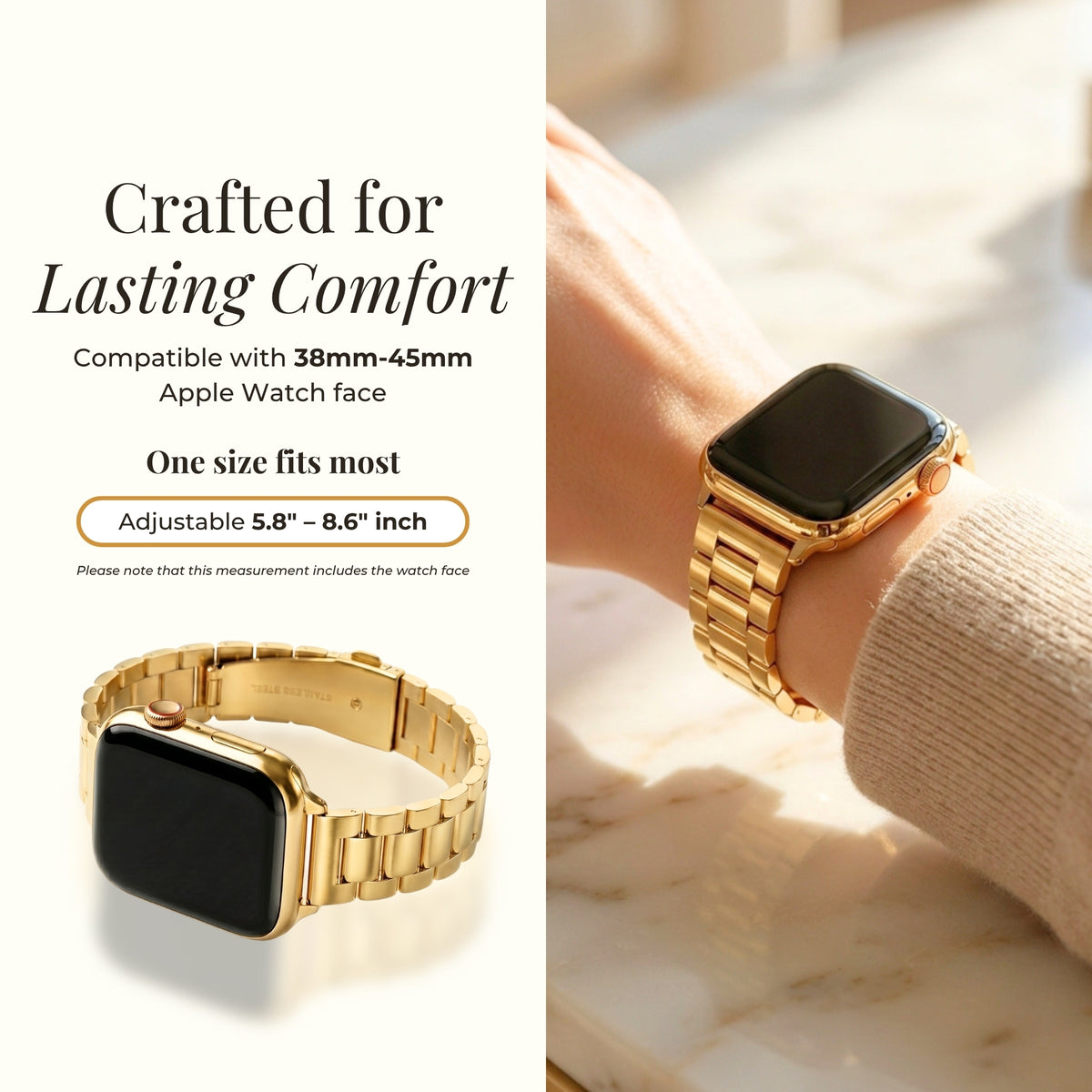 Correa clásica de lujo dorada para Apple Watch