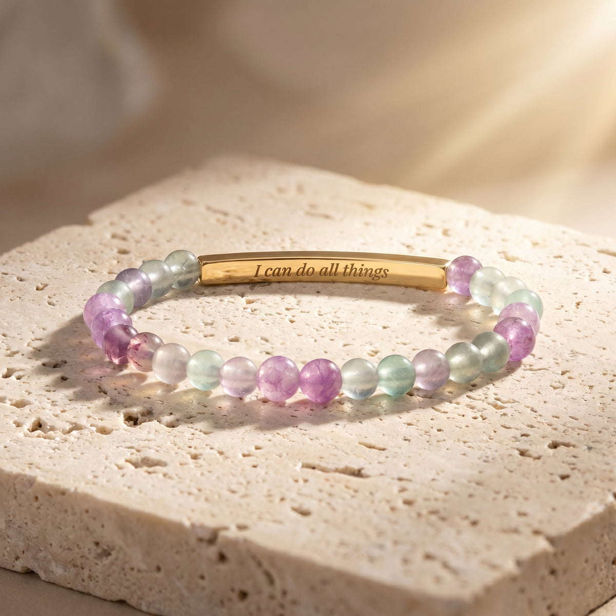 Pulsera de piedra de lavanda Mensaje Secreto
