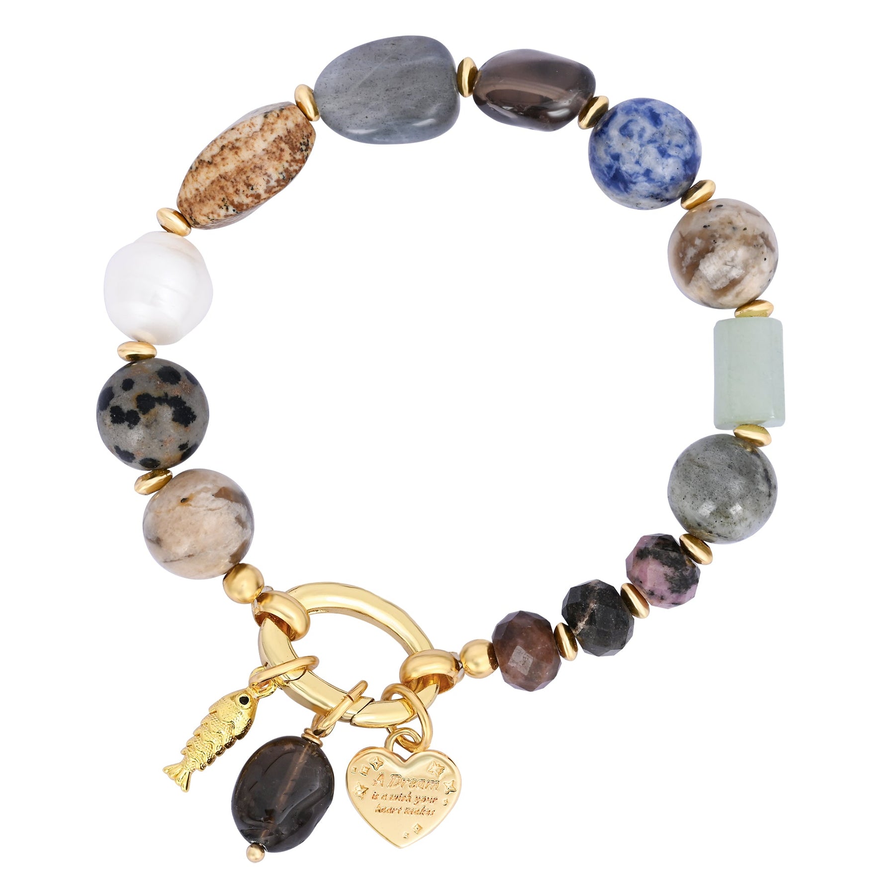 Pulsera con colgante de corazón de obsidiana