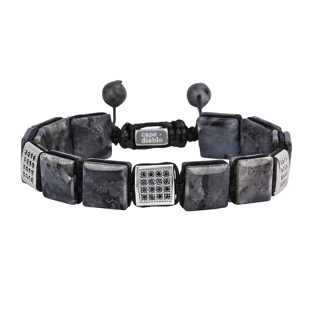 Pulsera negra de labradorita para hombre